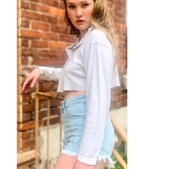 Vintage white long sleeve neck button up polo - Picture 4 of 4